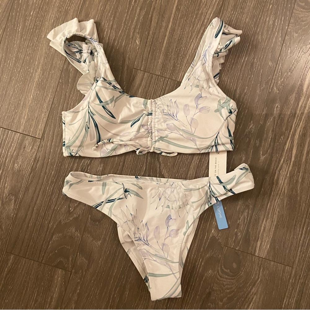Cupshe Fresh Floral Ruffle Drawstring Tank Bikini - Picture 3 of 12